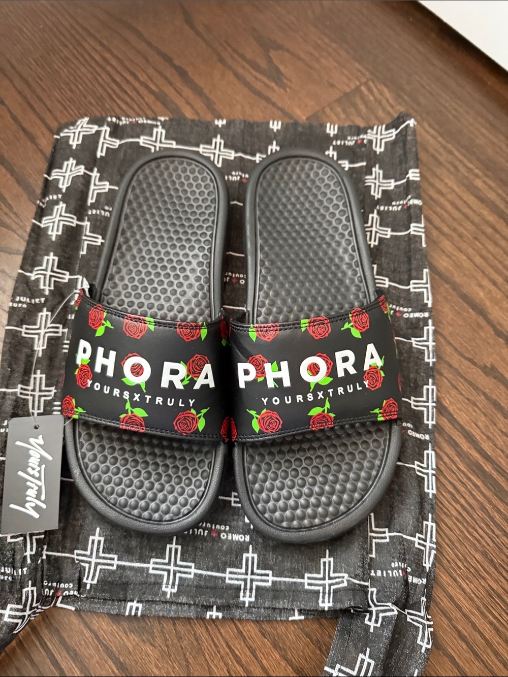 Black Rose Slide Sandals - Yours Truly